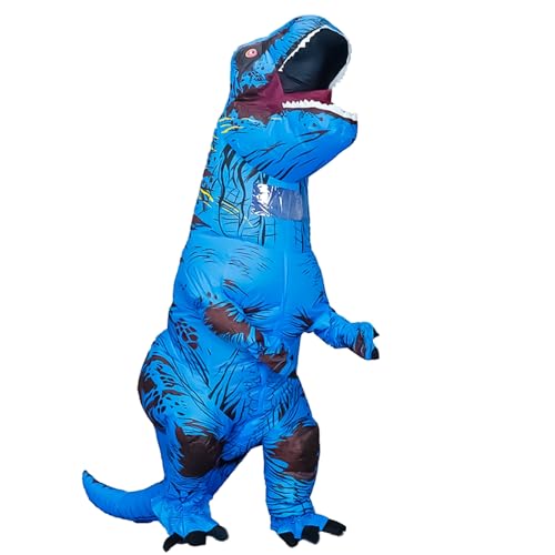 MASTAOUTDOOR Dinosaur Costume for Adult, Infltable T-rex Costume for Adult, Halloween Party Cosplay Costume Outfit (blue)