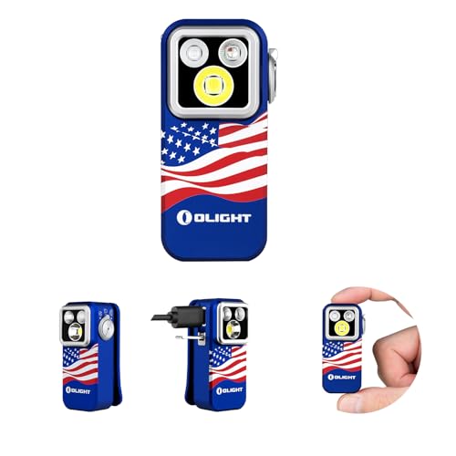 Image of OLIGHT Oclip Pro S EDC Flashlight Clip-on Light, 600 Lumens Type-C Rechargeable with White LED, UV and RGB, Magnetic Flash Lights for Work, Signaling, Inspection and Outdoor Use(Stars&Stripes Edition)