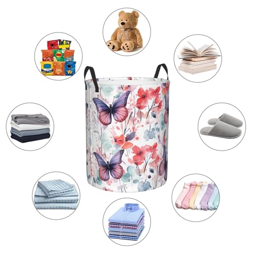 Panier à linge pliable pour dortoir et chambre au style aquarelle