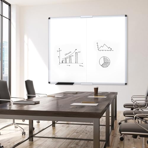 image for VIZ-PRO Large Dry Erase White Board/Magnetic Foldable Whiteboard, 48 X