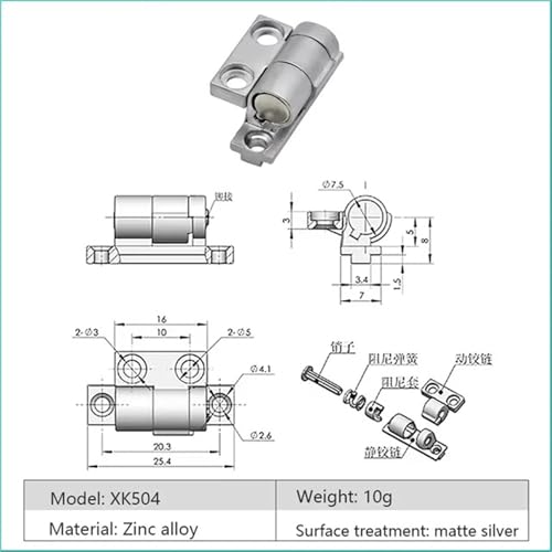 Mini charnière 90 degrés avec amortissement axe de rotation réglable pour coffret et petit clapet