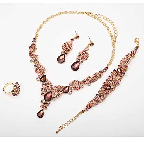 Joyería de boda para mujeres con collar y pendientes de fiesta 4