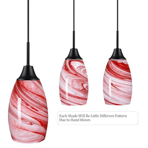 Image of Viinew Mini Glass Pendant Light,Burgundy Marble Glass Hanging Light