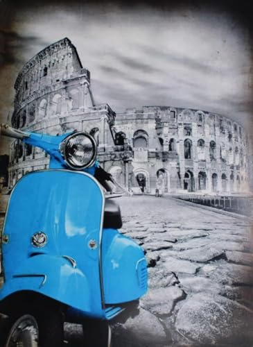 KUSTOM ART Affiche Décoration Murale Poster Mural Décoratif Vespa Colisée Impression Artistique sur Papier Couché 40 x 30 cm sans Cadre