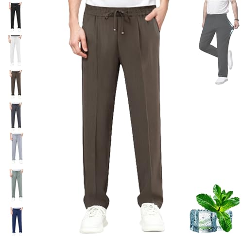 AirFlexion - Pull On Ice Silk Comfort Everyday Pants, Mens Oribloom Air Flexion Pants Lightweight Breathable Loose