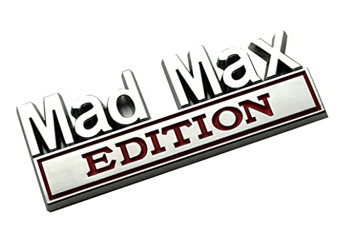 Image of Pair Metal Mad Max Edition Decal Emblems 3D Letters Badge Truck Adhesive Conservative Stickers, Funny Decals Adhesive Letters Fit for Vehicle, Truck, SUV, Door Decoration (Chrome Red)