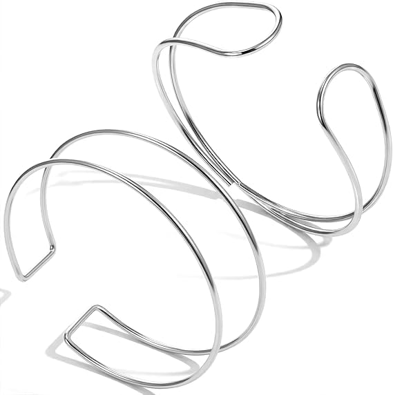 2 Pcs Arm Cuff Jewellery for Women Premium Material Bangles for Women Armlet for Women Adjustable Geometric Armlet with Opening Design-image-9