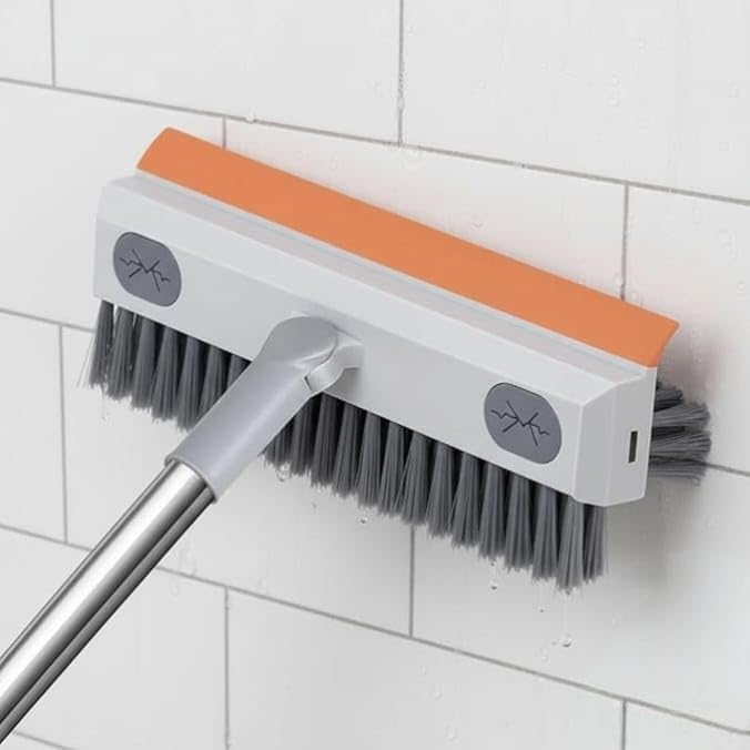 1 pcs3-in-1 Bathroom Cleaning Brush with Wiper Long Handle Floor Scrubber Brush with Built in Wiper for Tiles Bathroom Kitchen and Wet Areas-image-45