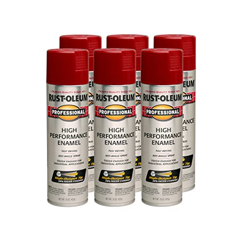 Image of Rust-Oleum 7565838-6PK Professional High Performance Enamel Spray Paint, 15 oz, Gloss Regal Red, 6 Pack