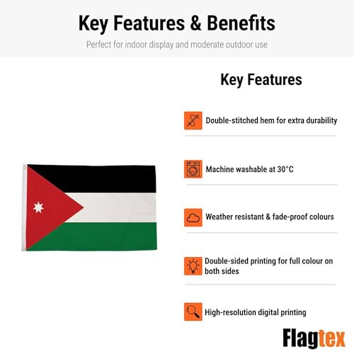 Bandera de Jordania grande Flagtex para exterior e interior 4
