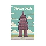 Metall-Blechschild, Plakat, kambodschanisches Unabhängigkeitsdenkmal, dekorative Wandkunst, Retro-Metallschild zum Aufhängen an der Wand für Bar, Pub, Restaurant oder als Heimdekoration, 15 x 30 cm