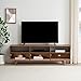 Walker Edison Kimi Mid Century Modern Minimalist Drop-Down Door Stand for TVs up to 85 Inches, 70 Inch, Mocha