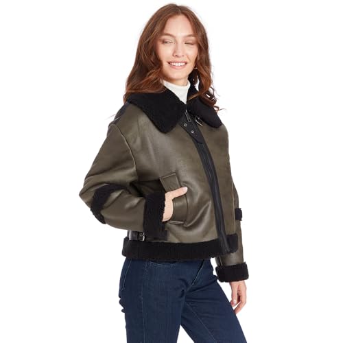 Frye Women's Zip Ft Faux Shearling Bomber3