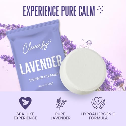 Image of Cleverfy Lavender Shower Steamers Aromatherapy Gifts for Women, 18 Tablets