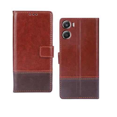 Image of amazon basics Moto G06 Power 5G Flip Cover | Card Pockets Wallet & Stand | Flip Cover for Moto G06 Power 5G (Tan and Coffee)