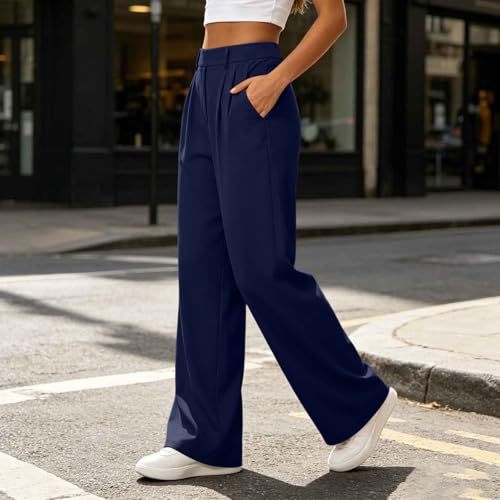 Womens Straight Wide Leg Dress Pants High Waisted Business Casual Trousers - image 9