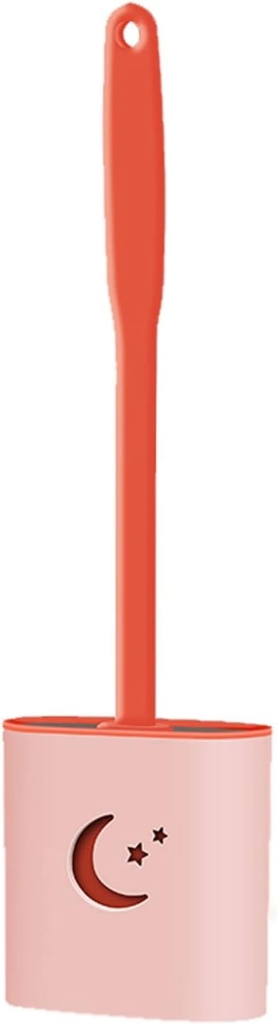 Toilet Brush Holder Toilet Brush and Holder Silicone Bristles Toilet Bowl Cleaner Brush Non-Slip Long Handle Floor Standing Holder&Wall Mounted Without Drilling Toilet Brush Holders(C)