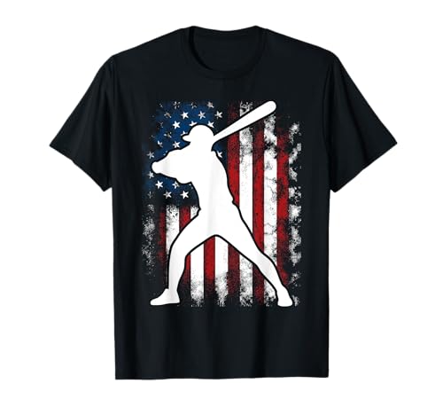 American Flag Baseball Cool Distressed Jersey T-Shirt