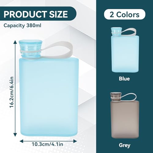 Bouteille plate réutilisable gain de place eau carrée bleu sport - 3