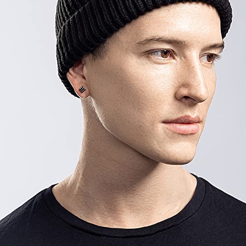 Mens Earrings Stud Dice Shape Mens Square Earrings Hypoallergenic Stud Earrings Fashion Dainty 8mm for Father Son or Cool Girl2