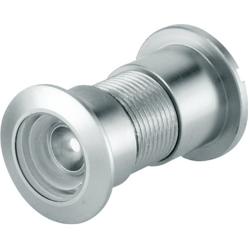 Prime-Line U 10314 Door Viewer, 15/16 In. x 130 Degree, Diecast Housing, Glass Lens, Solid Brass End Caps, Satin Nickel Finish (Single Pack)