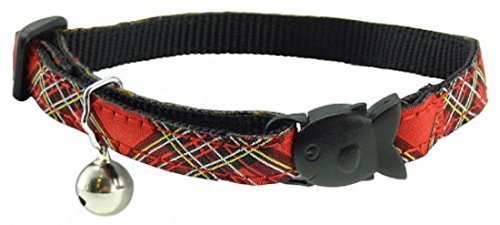 Glen Appin Red Tartan Cat Kitten Puppy Safety Clip Collar with Bell