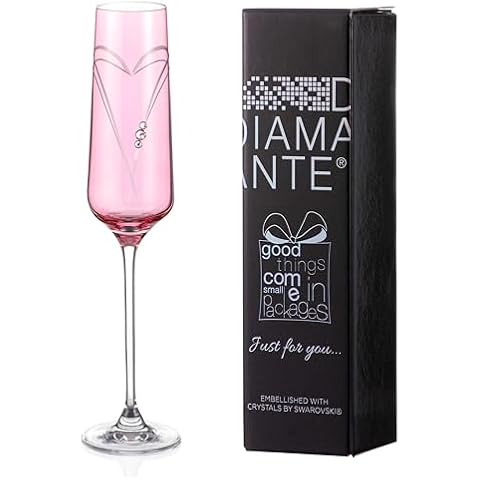 DIAMANTE Pink Hearts Champagne Flute Glass Cover