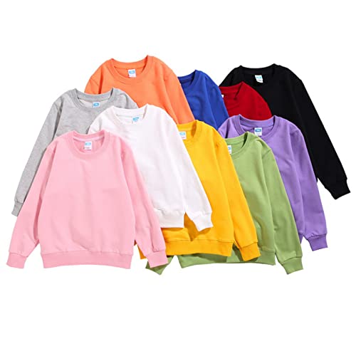 Toddler Crewneck Boys Girls Solid Pullovers Sweatshirt Long Sleeve T-Shirt Kids Cotton Crewneck Thin Tops