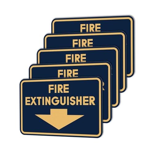 Image of Signs ByLITA Classic Framed Fire Extinguisher (Navy Blue /Gold) - X-Large 5 Pack