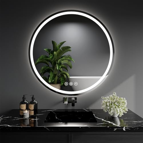 WISSMIELS LED Bathroom Mirror 28 Inch Round Bathroom Mirror with Lights, Circle LED Mirror, Wall...