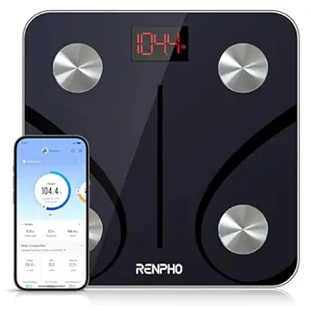 RENPHO Bluetooth Body Fat Scale, Digital Weight Scale Bathroom Smart Body Composition Analyzer Wireless BMI Compact Scale Health Monitor with Smartphone APP, 396 lbs