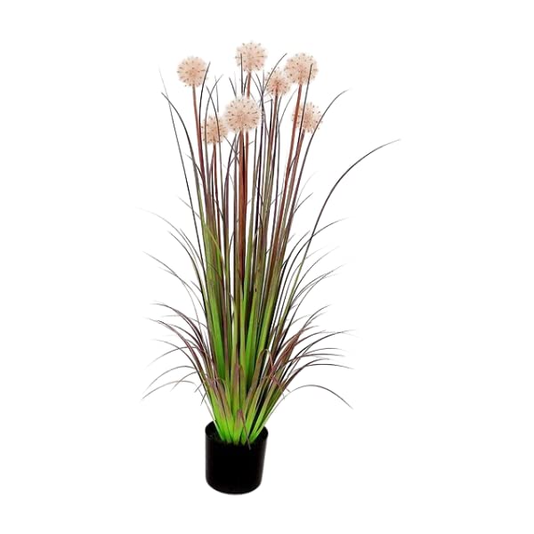 Garden Art Unique Natural Looking Artificial (Ht 46") Dandelion Grass Plant With Brown Flowers And Plastic Pot For Home, Office, Party Decoration (GA0185) - Image 4