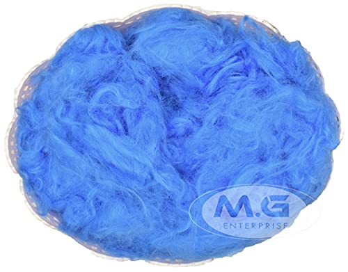 Image of M.G Enterprise Merino Felting Wool Roving Blue 40 gm Each. Best Used with Felt Needles, Needle Felting Pad,Wet Felting, Good for Felted Characters Making, Blending and Weaving.