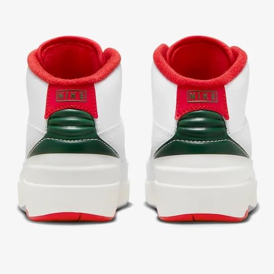 Jordan 2 Retro Little Kids' Shoes (White/Fir/Sail/Fire Red)3