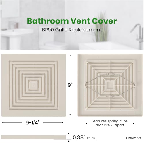 BP90 Bathroom Exhaust Fan Cover (2-Pack), White, Square Ceiling or Wall-Mount, Compatible with Broan-NuTone Models BP46 
