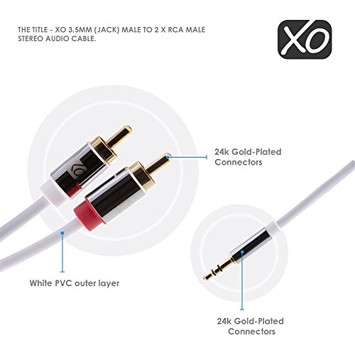 XO placcato oro 3.5mm Jack a 2 x connettori Phono