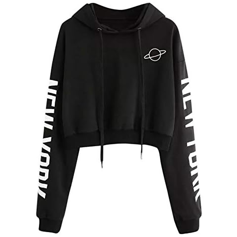 Linkay Hoodie Women Autumn Winter Sweatshirt Hooded Pullover Long Sleeve Hoodie Letters Blouse Tops Outerwear Jacket Coat Fashion 2018 (S, Black) Cover