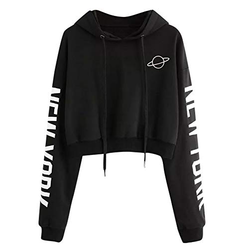 Moda Sudaderas 2018 Otoño Mujer Sudaderas Cortos, Mujer Sudaderas con Capucha Manga Larga Blusa sólidos Hooded Mujer Cortas Blusa Encapuchado Tops Hoodies Pullover