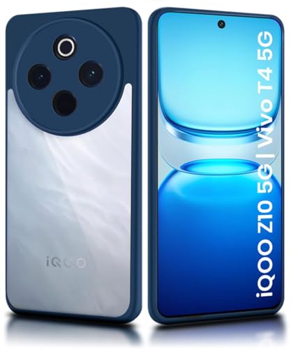 Image of WOW IMAGINE Shockproof Hybrid Back Cover for iQOO Z10 5G | Vivo T4 5G | Hard Slim fit Back Case | PC & TPU | Clear Transparent Case - Blue