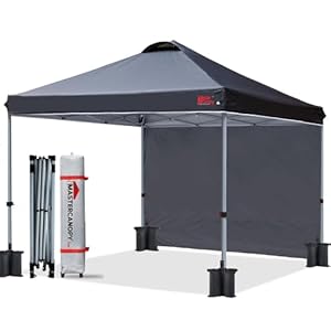 MASTERCANOPY Durable Pop-up Canopy Tent with 1 Sidewall (10’x10′,Black)