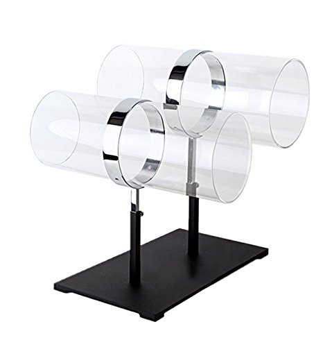 AMKO CSR-HD2 2-Tier Head Band Display - Acrylic Horizontal Headband Holder with 7 Inch Metal Base, Acrylic Height. Jewelry and Watch Organizers