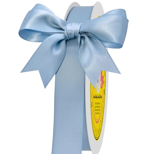 Image of Dusty Blue Satin Ribbon 7 /8 inch X 100 Yards Polyester Ribbon for Gift Wrapping Very Suitable for Weddings Party Hair Bow Invitation Decorations and More