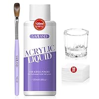 Saviland Acryl Liquid für Nägel Set: 120ml MMA-Frei Liquid Flüssigkeit【Superkleber】Nagel Pinsel Nail Cleaner Pads für Acrylpulver Acryl Nagelset Nailart Maniküre Weihnachten Geschenkset Frauen