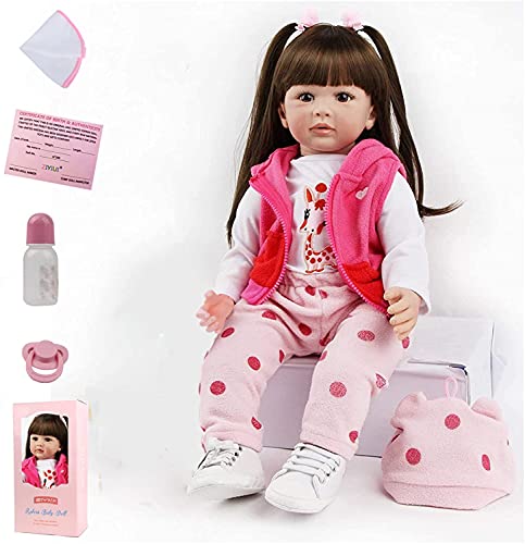 ZIYIUI 24 Zoll 60 cm Reborn Puppen Mädchen Kleinkind Vinyl Silikon Realistisch Lebensechte Reborn Babys Mädchen Neugeborenes Handgemacht Baby Spielzeug Geschenk