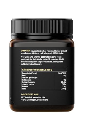 Watson & Son Manuka Honig MGO 400+ 250g | Premium Qualität aus Neuseeland