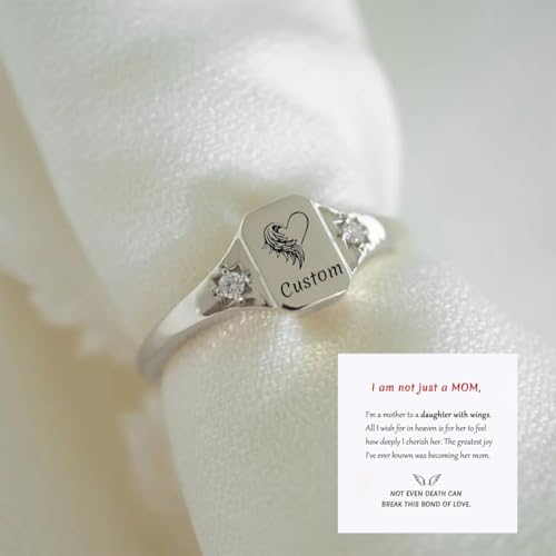 Personalized Custom Name Ring for Eternal Love, Wings Name Personalized Ring, A Beautiful Rings To Commemorate Your Beloved Son Daughter3