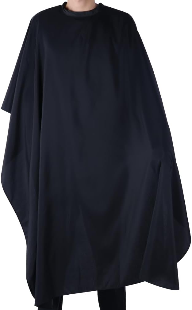 Black Salon Hair Cutting Gown Barber Cape Cloth, Waterproof Hairdressers Gown for Hair Styling, Cutting and Coloring Styling