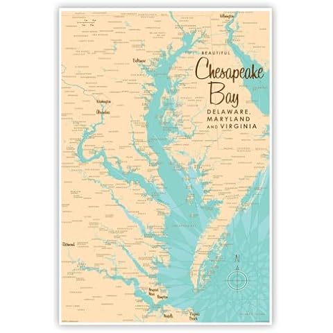 Art of Place Chesapeake Bay Map Nautical Charts Print - Lakebound Art Virginia, Maryland - Home, Office Décor History Posters, Cartography - Art Print Poster Illustration Size: 12" x 18" Cover