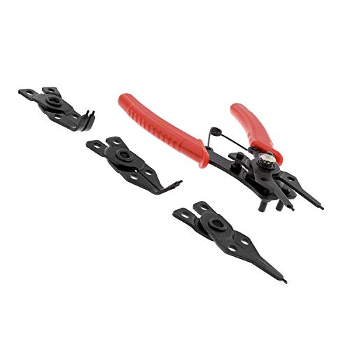 Abn Snap Ring Pliers Set – 5 Pc Interchangeable Jaw Head C Clip Pliers Set – Straight, 45, And 90 Degree Angled Jaws #TOP1