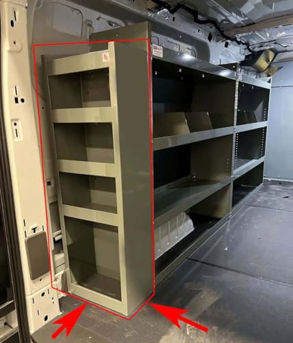 True Racks Van Shelving Storage Tower 40 H x 13 W x 9-1/4D to fit Full Size Standard Roof Vans - GMC Savana Chevy Express Ford Econoline & Ford Transit Low Roof Grey
